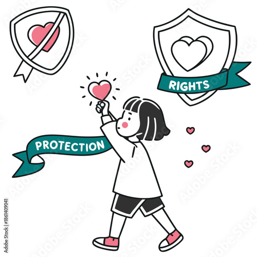 Child holding heart symbolizing protection and rights