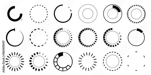 Progress indicators in various stages of completion represented as circular designs