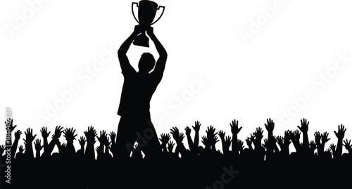 Victory celebration with trophy