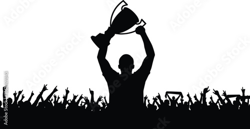 Victory celebration with trophy