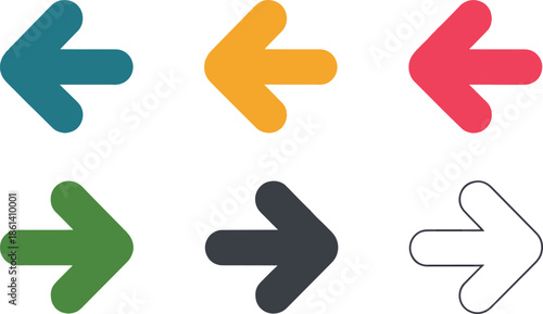 Diverse Arrow Icons Displaying Directional Cues in Various Hues and Styles