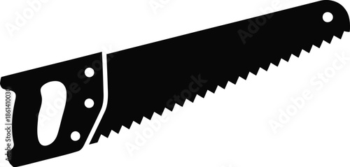 Hand Saw Vector Graphic Illustration - Black Silhouette Design for Carpentry and Woodworking Projects