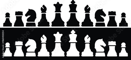 chess black white icons set vector illustration design art 