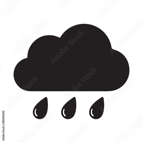 Rain Cloud Icon with Drops Weather Symbol for Rainy Day Forecast