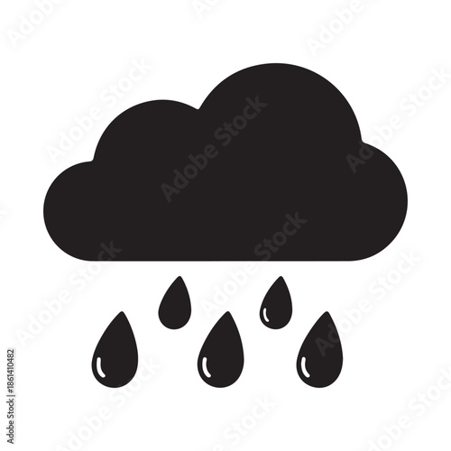 Rain Cloud with Droplets Weather Icon Illustration