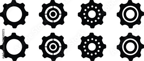 8 black setting icons set vector illustration collection design art 