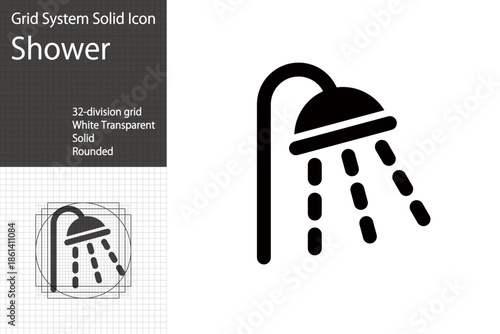 Shower icon, shower room or bathroom symbol