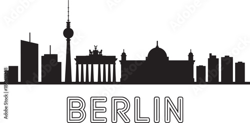 Berlin germany modern city skyline silhouette vector illustration cityscape icon panorama