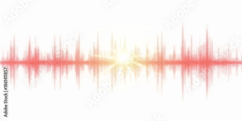 Digital audio wave illustration featuring colorful music notes and equalizer frequency pulses on an abstract spectrum background with technological radio waveform design