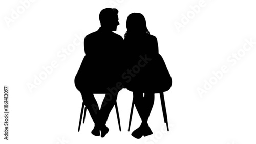 Silhouette of a couple seated together in a quiet moment of connection and conversation