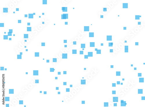 Blue squares scattered randomly on white background