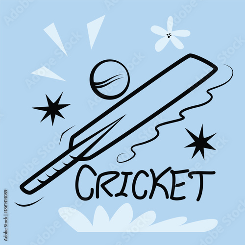 Cricket Equipment Graphic Design vector illustration