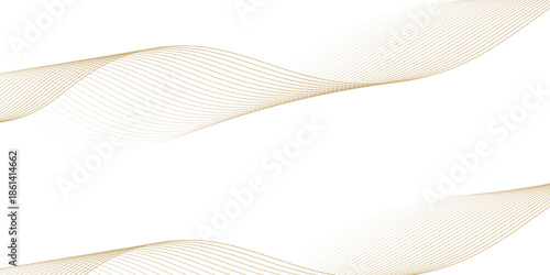Luxury abstract gold wavy line pattern white background with copy space. Elegant golden color smooth gradient