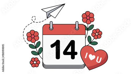 A charming illustration of february 14th, marking valentine's day with love and affection