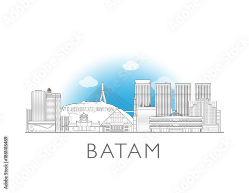 Batam Indonesia cityscape illustration skyline drawing