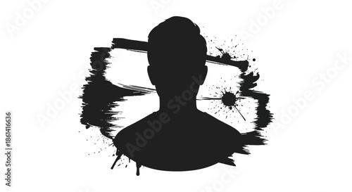 A striking silhouette of a person s head and shoulders with abstract brushstroke details surrounding it