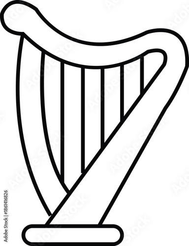 Outline Drawing Of An Irish Harp musical instrument