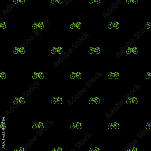 Electric bike icon bicycle seamless pattern isolated on black background