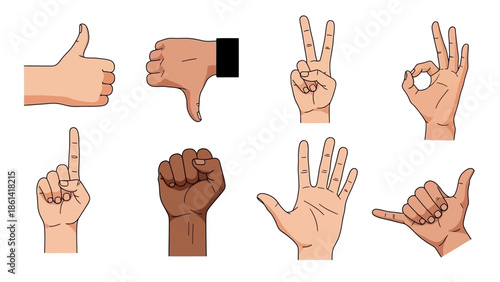 Collection of Diverse Hand Gestures and Signals for Communication and Expression.