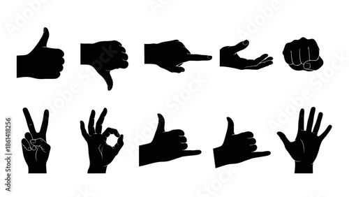 Collection of Hand Gestures and Silhouettes for Communication and Expression.