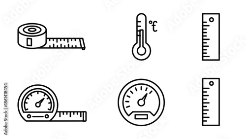 Set of measuring tools for precision and accuracy in various tasks, Generative AI.