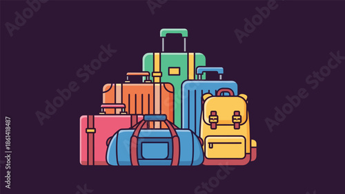 Vibrant luggage collection for travel and adventure, Generative AI.