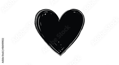 A simple black heart illustration on a white background showcasing a universally recognized symbol of love and affection