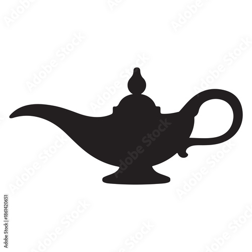 Genie Lamp Silhouette – Magical Folklore Icon from Middle Eastern Legends