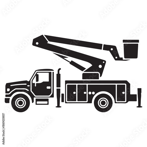 Bucket Truck Silhouette for Utility, Tree & Construction Graphics