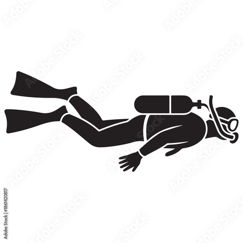 Scuba Diver Silhouette for Marine, Travel & Dive Graphics
