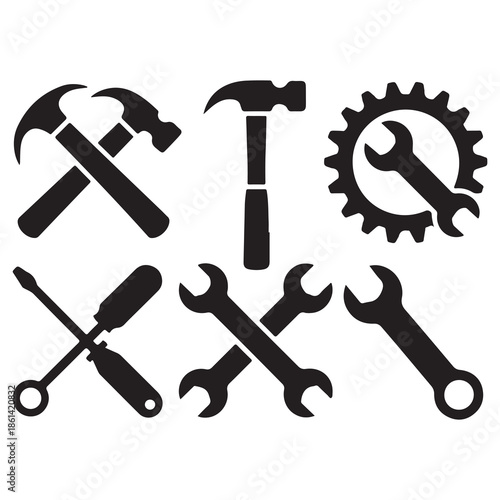 Essential Tool Silhouettes for Repair, Maintenance & DIY Icons