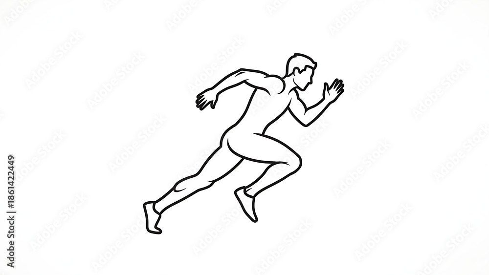Fototapeta premium Man running in dynamic motion with arms outstretched
