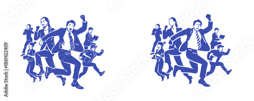 Energetic Business Team Running Forward