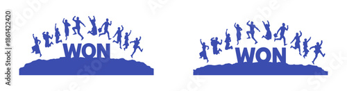 Celebration of Victory with Jumping Silhouettes