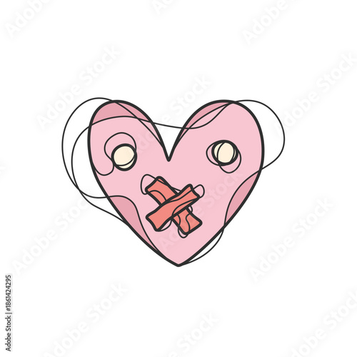 Broken Heart Healing Line Art Illustration