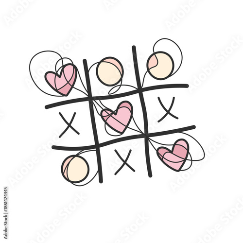 Tic Tac Toe Love Game with Hearts