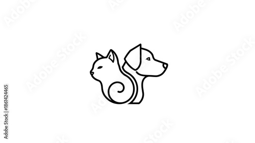 Isolated vector illustration featuring a cute pink cartoon piggy bank and baby farm animals including a white cat and dog with a small mouse