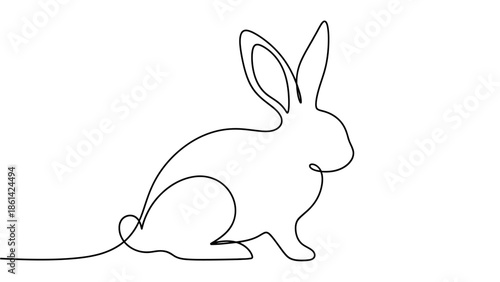 Cute cartoon vector illustration of a white baby bunny rabbit with pink ears isolated on a white background for a fun spring Easter holiday mammal animal art drawing