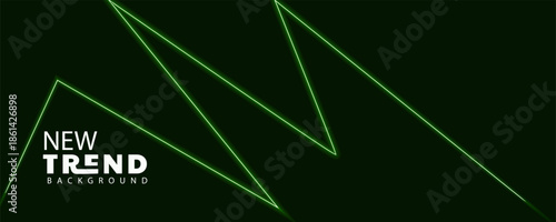Green Neon Triangles Trend Background With Geometric Lines