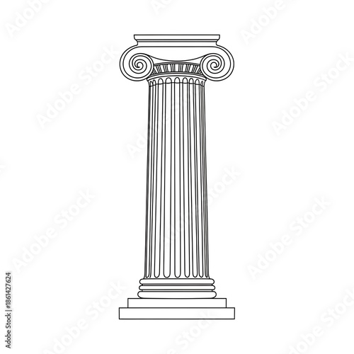Classical Ionic Column Outline Icon - Architecture & History Symbol