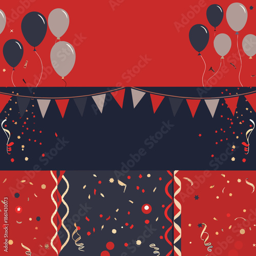 Modern Celebration Graphic Elements and Event Decor for Special Occasions and Anniversaries