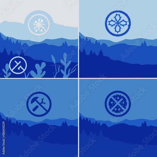 Minimalist Environmental Symbols Focusing on Ecology and Sustainability for Modern Corporate Social Responsibility Designs