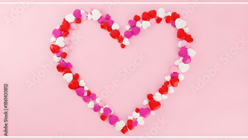 Happy valentines day heart shaped decoration with red pink and white colors