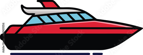 Modern luxury sports speedboat vector illustration for fast water transport