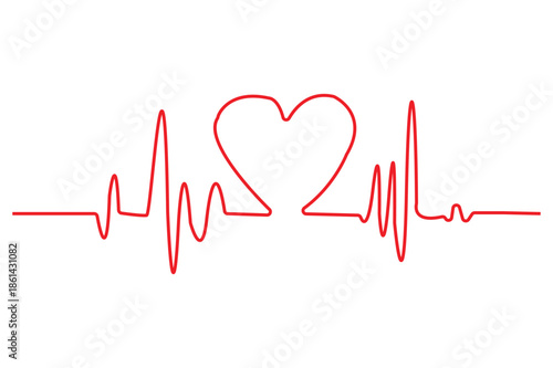 A beautiful continuous line illustrating love and health with a rhythmic heartbeat design
