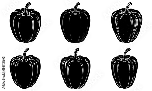 Five Black Pepper on White Background vegetable food