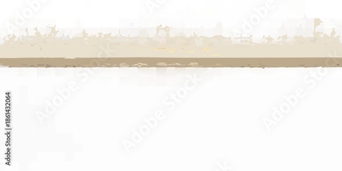 Silhouetted figures stand before a bright hazy horizon at dusk