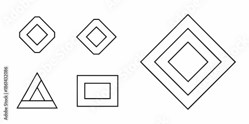 Simple geometric shapes illustration featuring diamonds triangles and a square