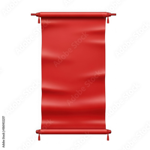 Free Download Vibrant red scroll hanging on rods isolated on transparent background - GFXLoad
