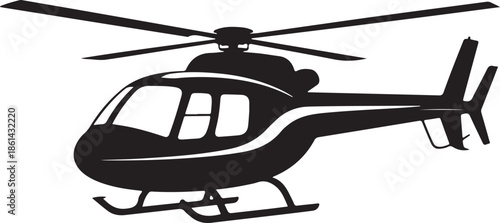 Helicopter Silhouette Vector Illustration Side View
Flying Chopper Icon - Private Aircraft Transport Symbol
